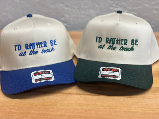 I’d Rather Be at the track Trucker hats